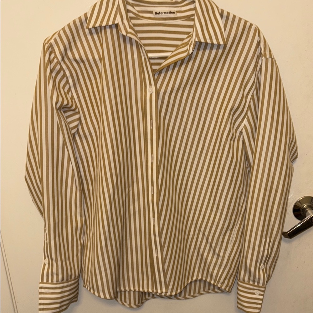 Reformation Striped Button-Up Shirt